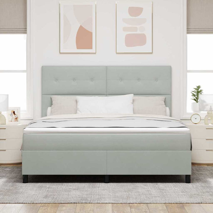 Box spring seng med madras Lysegrå 180 x 200 cm Fløjl
