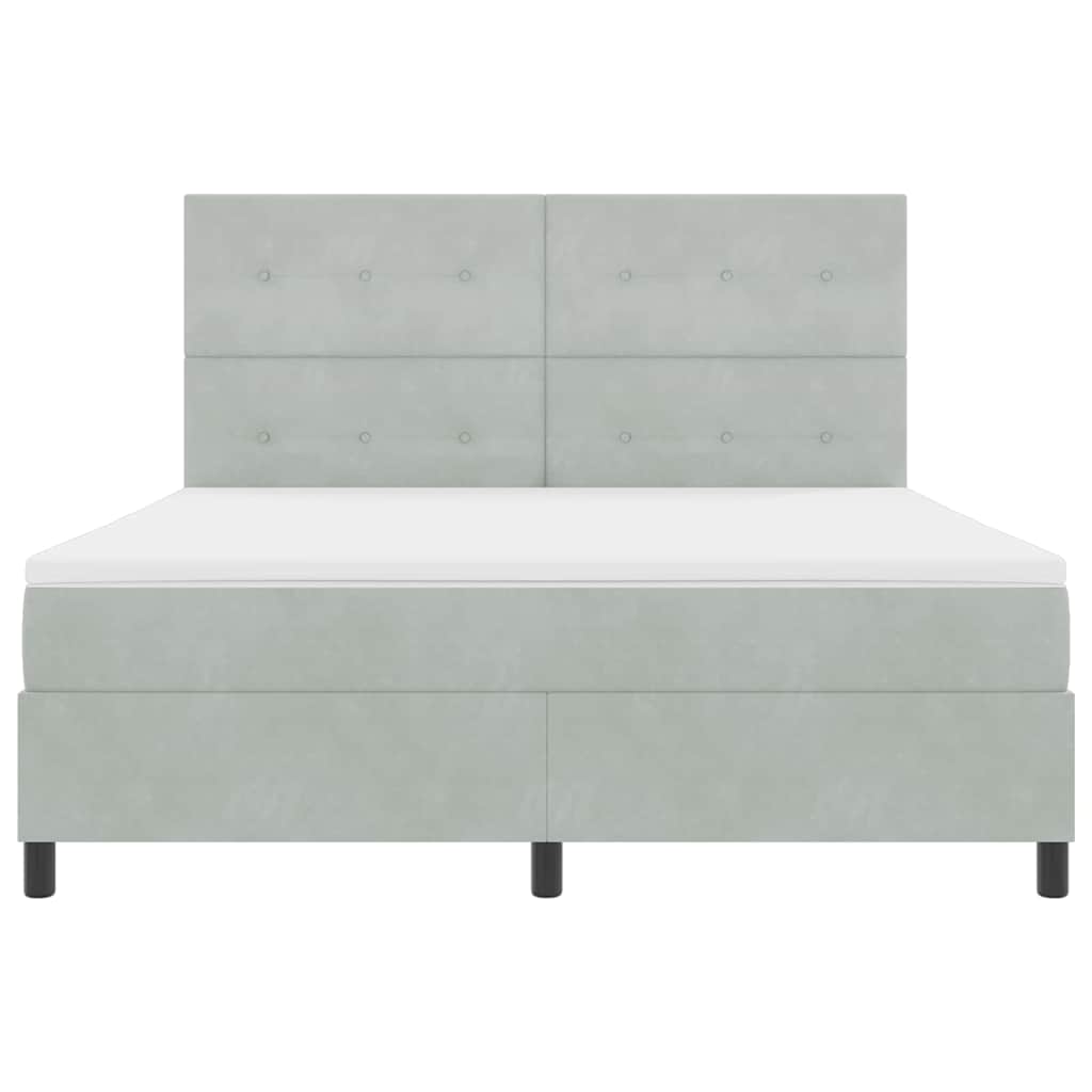 Box spring seng med madras Lysegrå 180 x 200 cm Fløjl