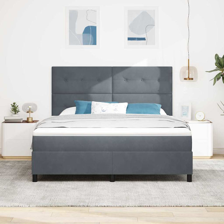 Box spring seng med madras Mørkegrå 180 x 200 cm Fløjl