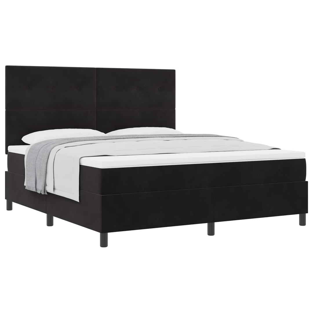 Box spring seng med madras Sort 180 x 200 cm Fløjl