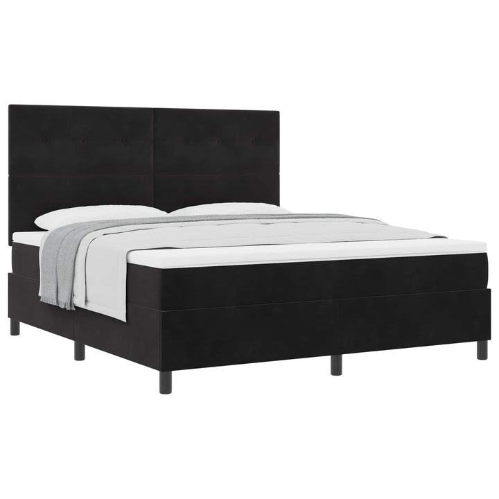 Box spring seng med madras Sort 180 x 200 cm Fløjl