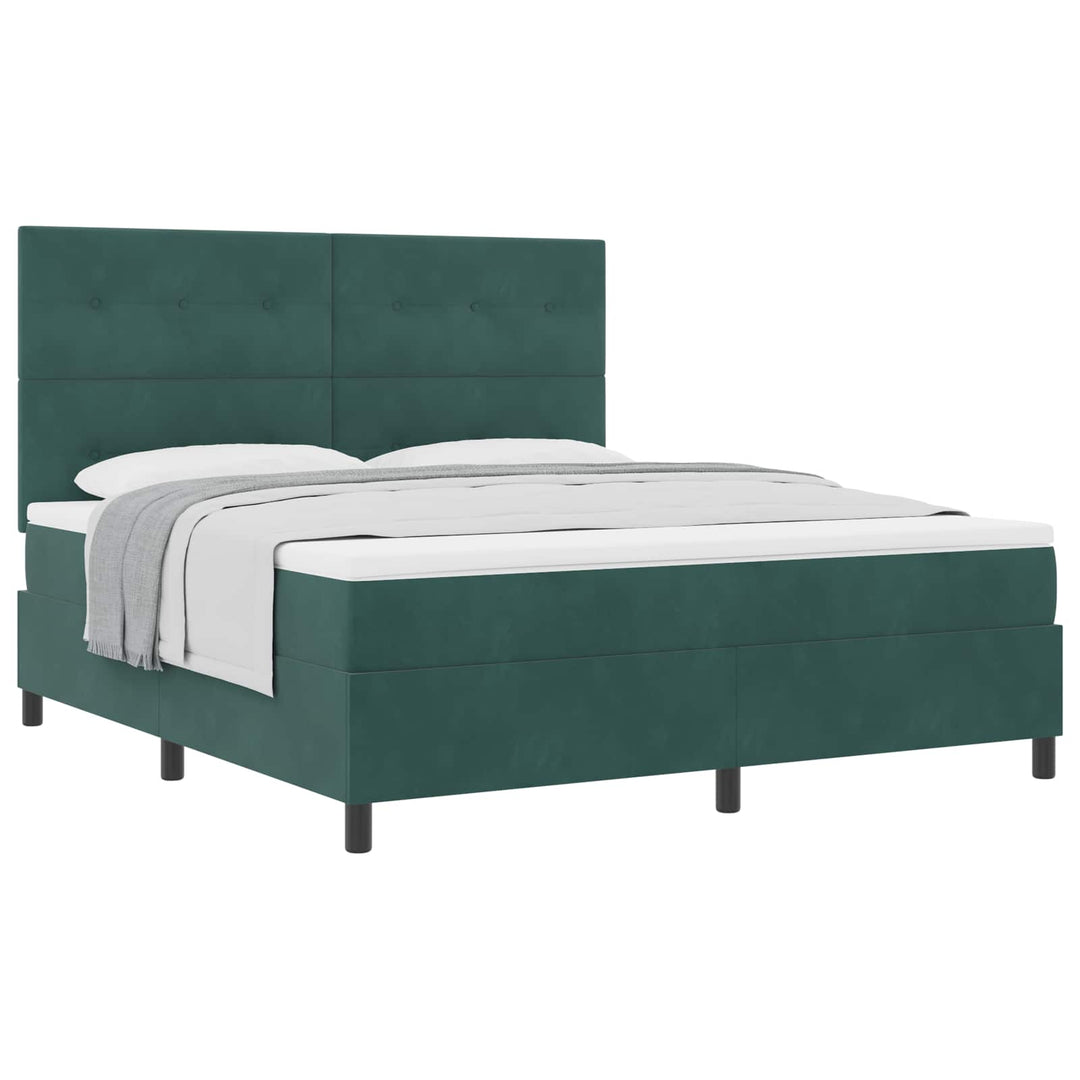 Box spring seng med madras Mørkegrøn 180 x 200 cm Fløjl