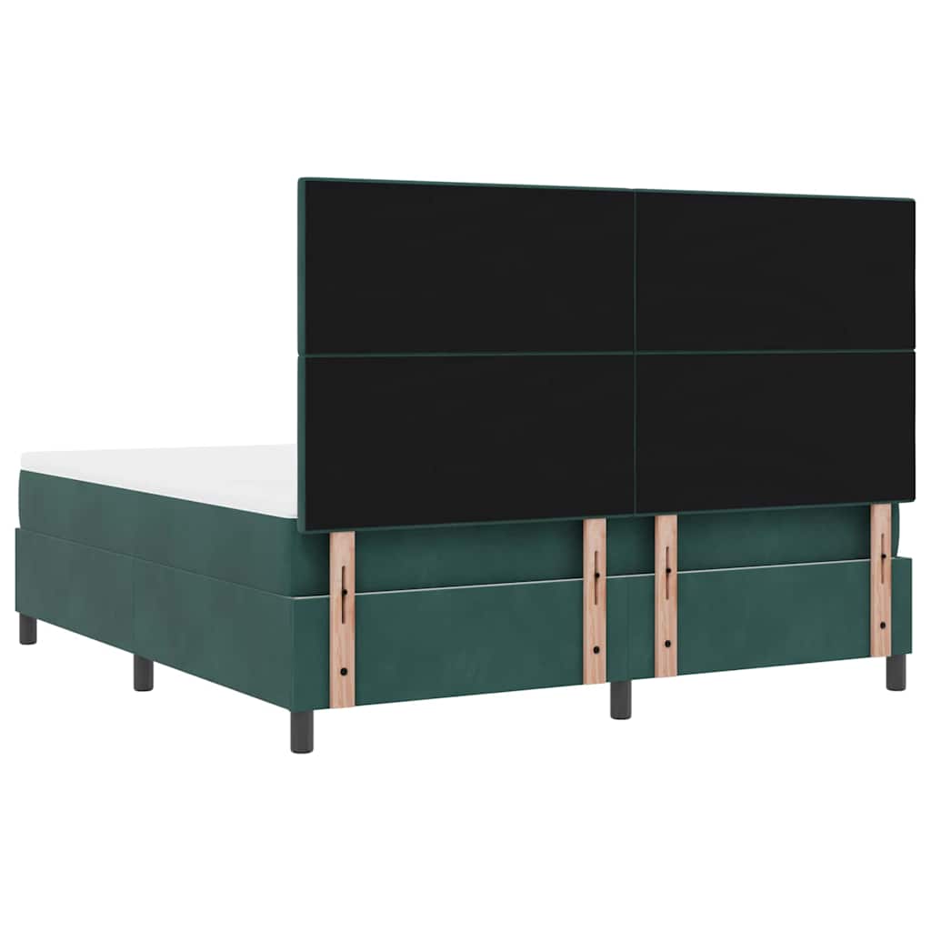 Box spring seng med madras Mørkegrøn 180 x 200 cm Fløjl