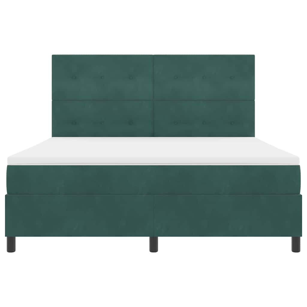 Box spring seng med madras Mørkegrøn 180 x 200 cm Fløjl