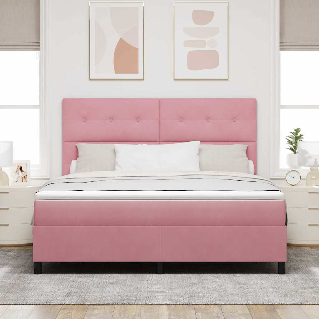 Box spring seng med madras Lyserød 180 x 200 cm Fløjl