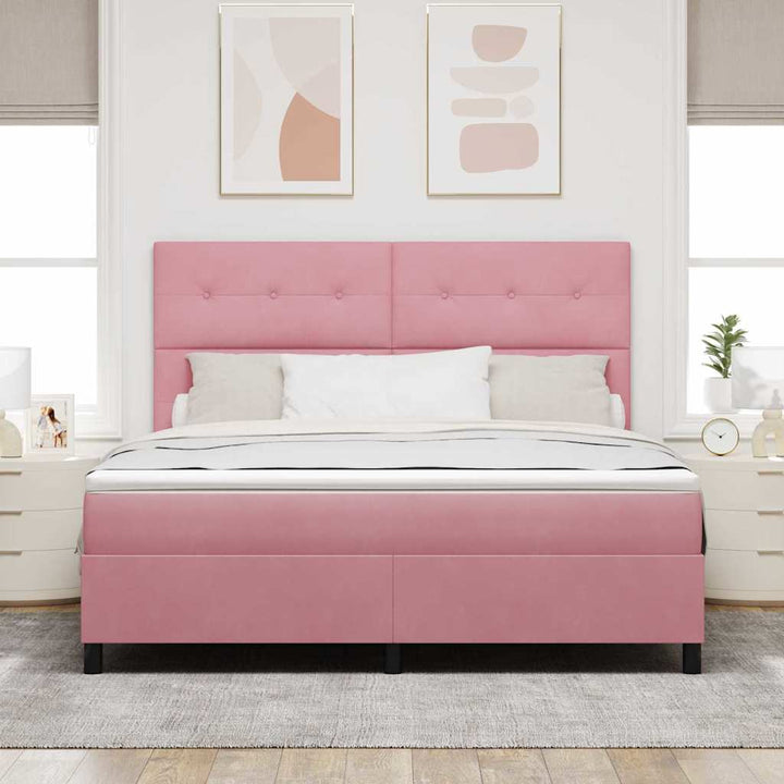 Box spring seng med madras Lyserød 180 x 200 cm Fløjl