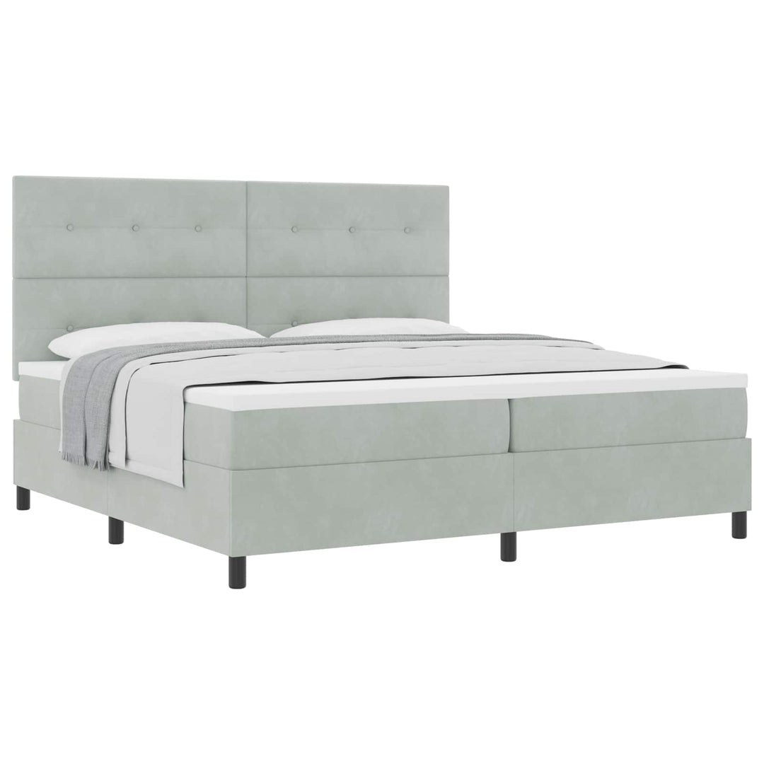 Box spring seng med madras Lysegrå 200 x 200 cm Fløjl