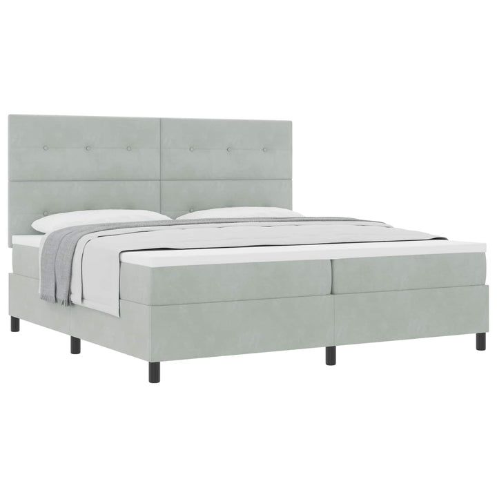 Box spring seng med madras Lysegrå 200 x 200 cm Fløjl