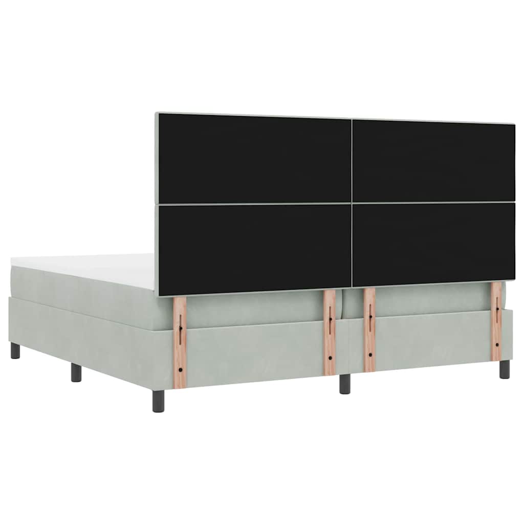 Box spring seng med madras Lysegrå 200 x 200 cm Fløjl
