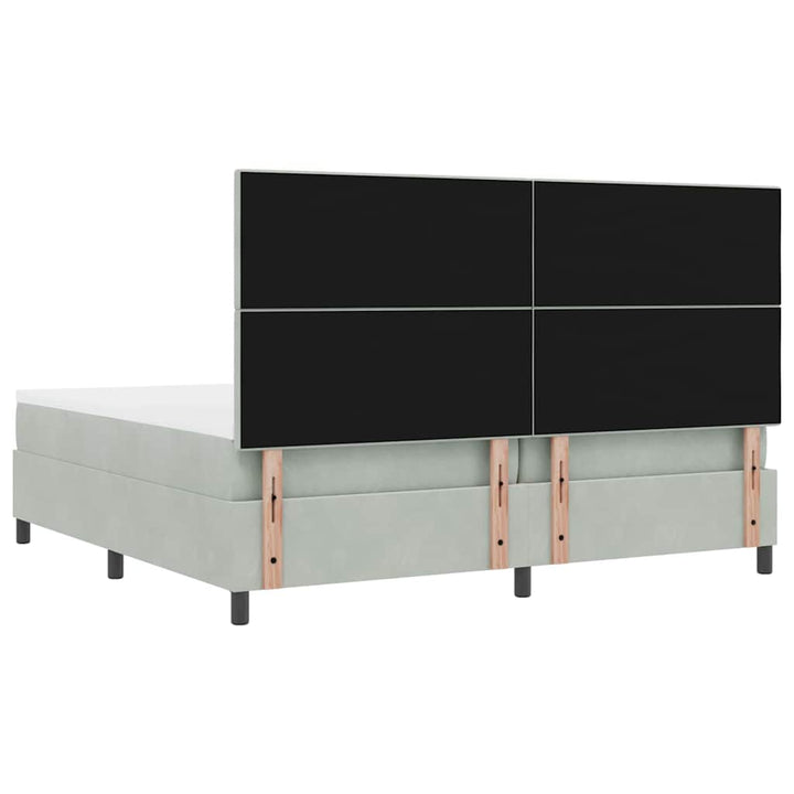 Box spring seng med madras Lysegrå 200 x 200 cm Fløjl