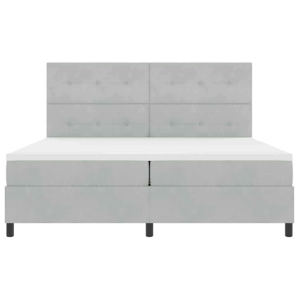Box spring seng med madras Lysegrå 200 x 200 cm Fløjl