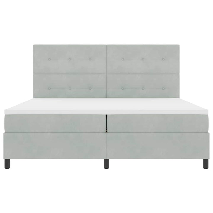 Box spring seng med madras Lysegrå 200 x 200 cm Fløjl