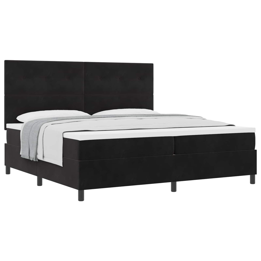 Box spring seng med madras Sort 200 x 200 cm Fløjl