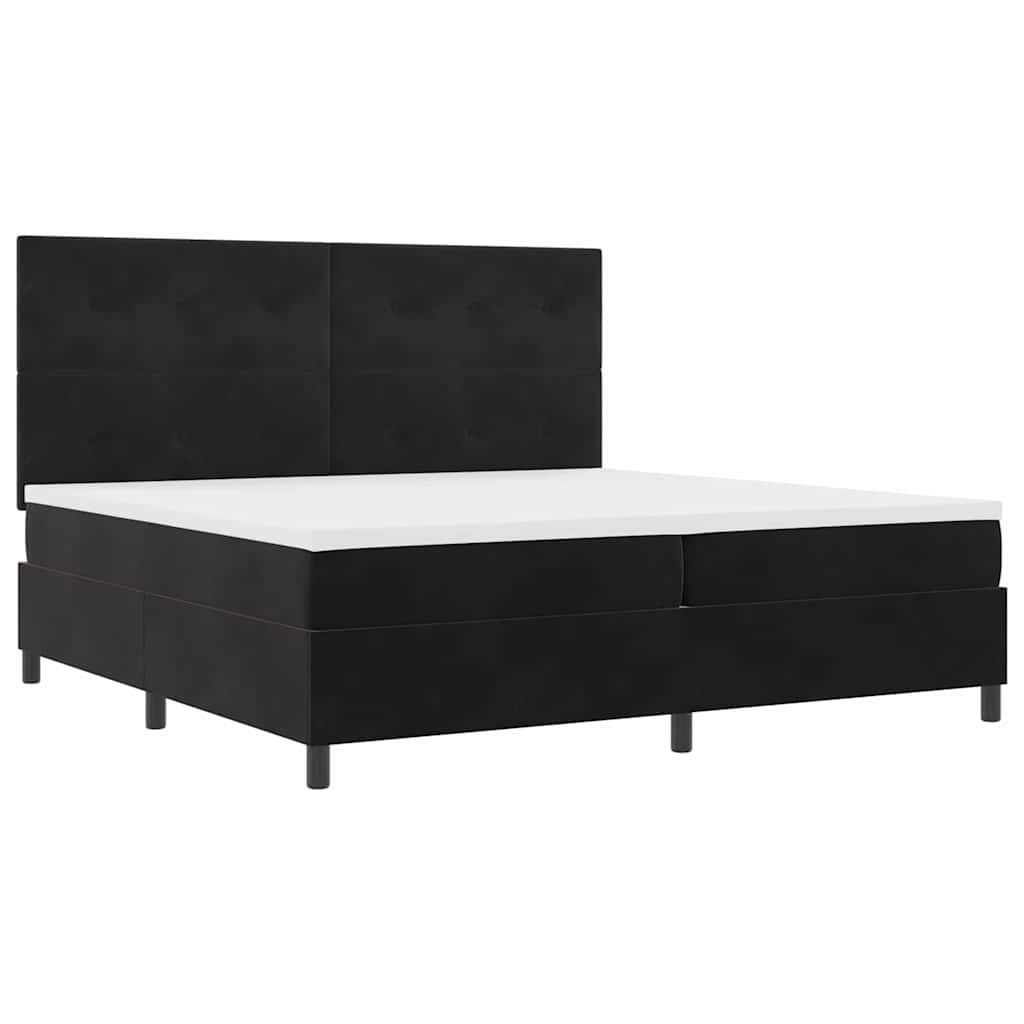 Box spring seng med madras Sort 200 x 200 cm Fløjl