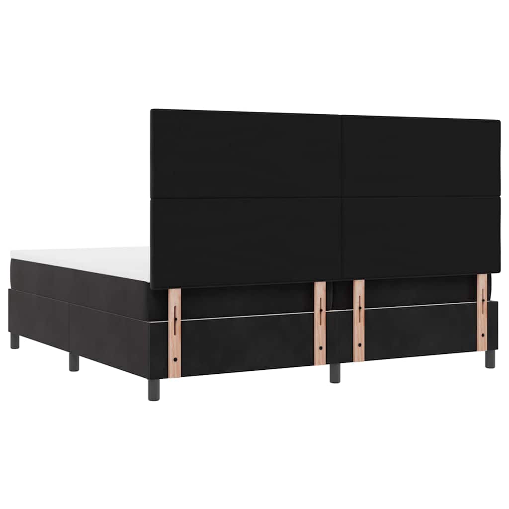 Box spring seng med madras Sort 200 x 200 cm Fløjl