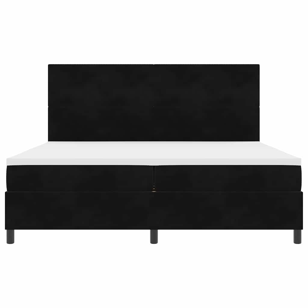 Box spring seng med madras Sort 200 x 200 cm Fløjl