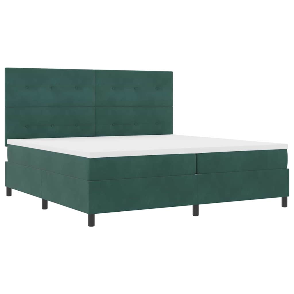 Box spring seng med madras Mørkegrøn 200 x 200 cm Fløjl