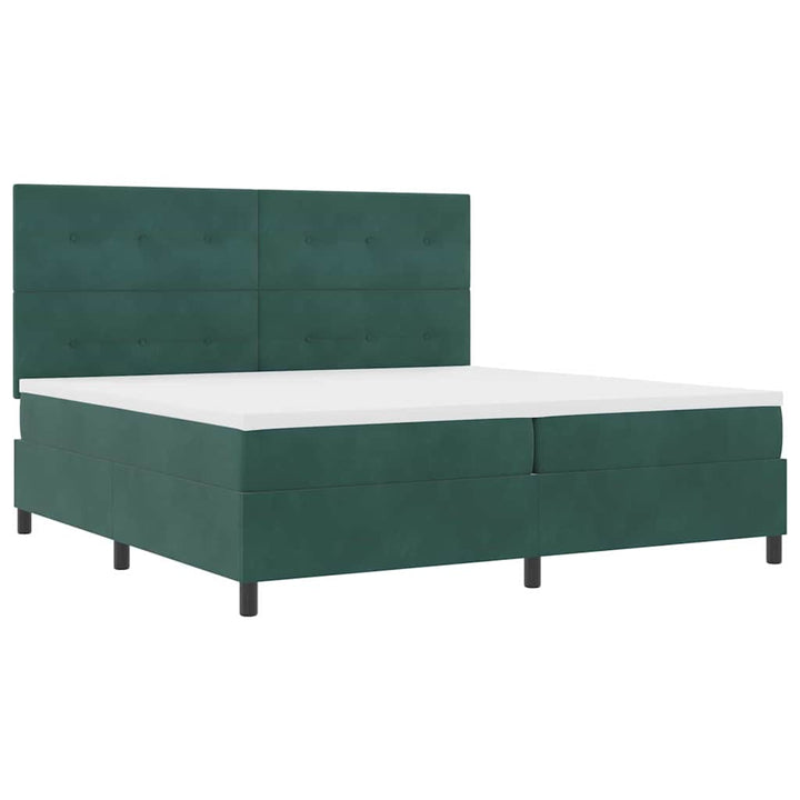 Box spring seng med madras Mørkegrøn 200 x 200 cm Fløjl
