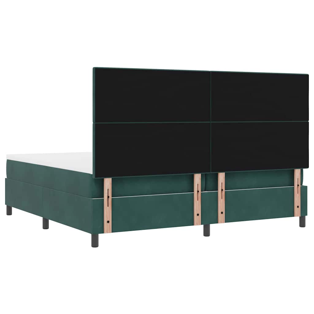 Box spring seng med madras Mørkegrøn 200 x 200 cm Fløjl
