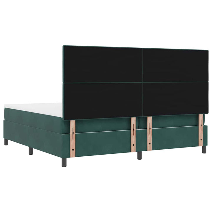 Box spring seng med madras Mørkegrøn 200 x 200 cm Fløjl