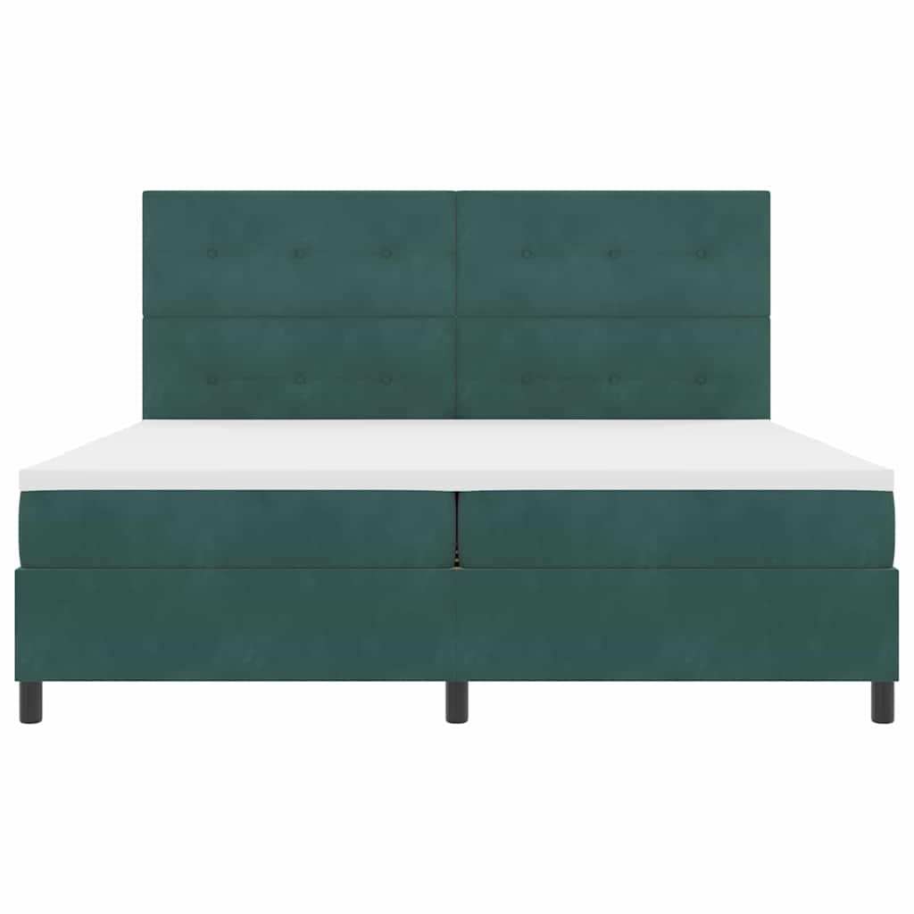 Box spring seng med madras Mørkegrøn 200 x 200 cm Fløjl