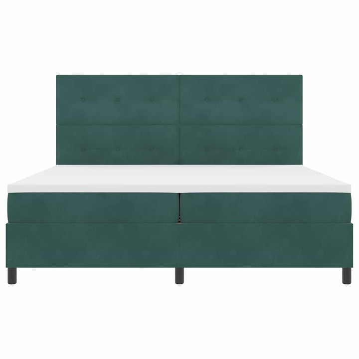 Box spring seng med madras Mørkegrøn 200 x 200 cm Fløjl