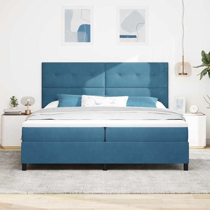 Box spring seng med madras Mørk blå 200 x 200 cm Fløjl