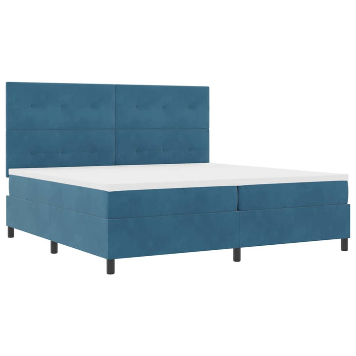 Box spring seng med madras Mørk blå 200 x 200 cm Fløjl