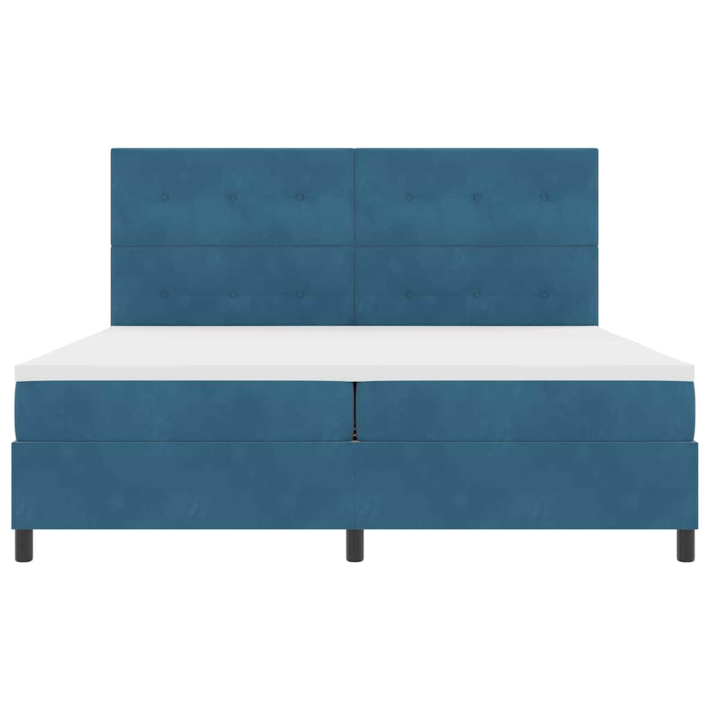 Box spring seng med madras Mørk blå 200 x 200 cm Fløjl