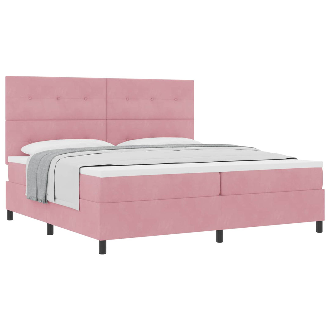 Box spring seng med madras Lyserød 200 x 200 cm Fløjl