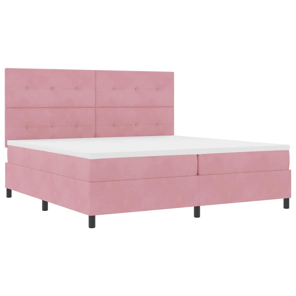 Box spring seng med madras Lyserød 200 x 200 cm Fløjl