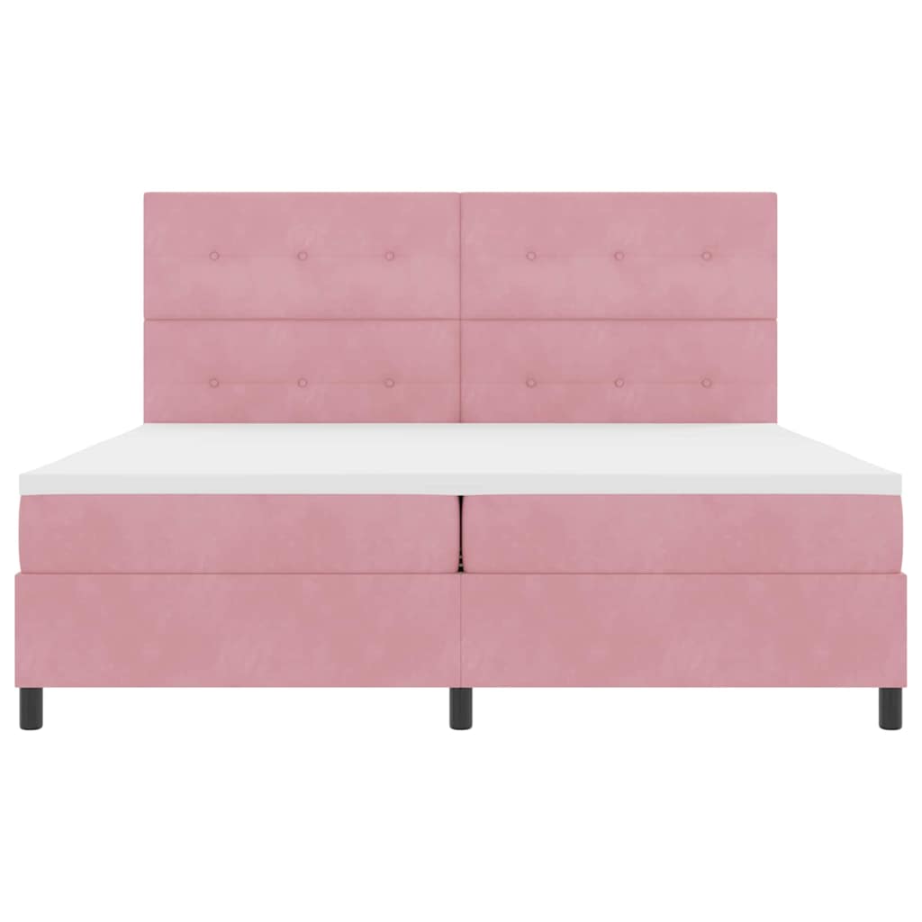 Box spring seng med madras Lyserød 200 x 200 cm Fløjl
