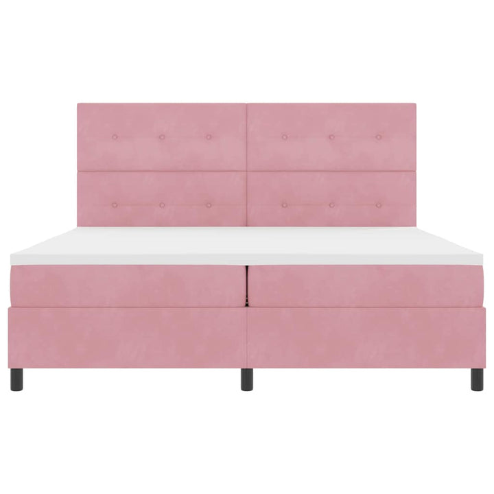 Box spring seng med madras Lyserød 200 x 200 cm Fløjl