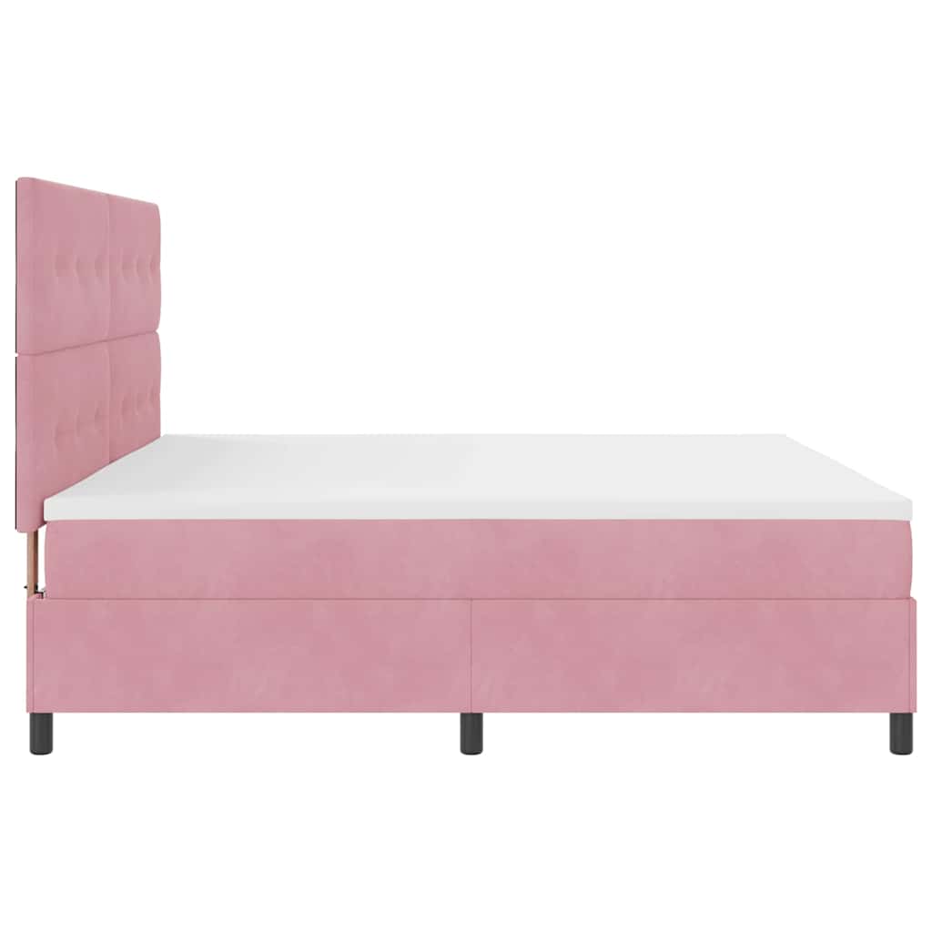 Box spring seng med madras Lyserød 200 x 200 cm Fløjl