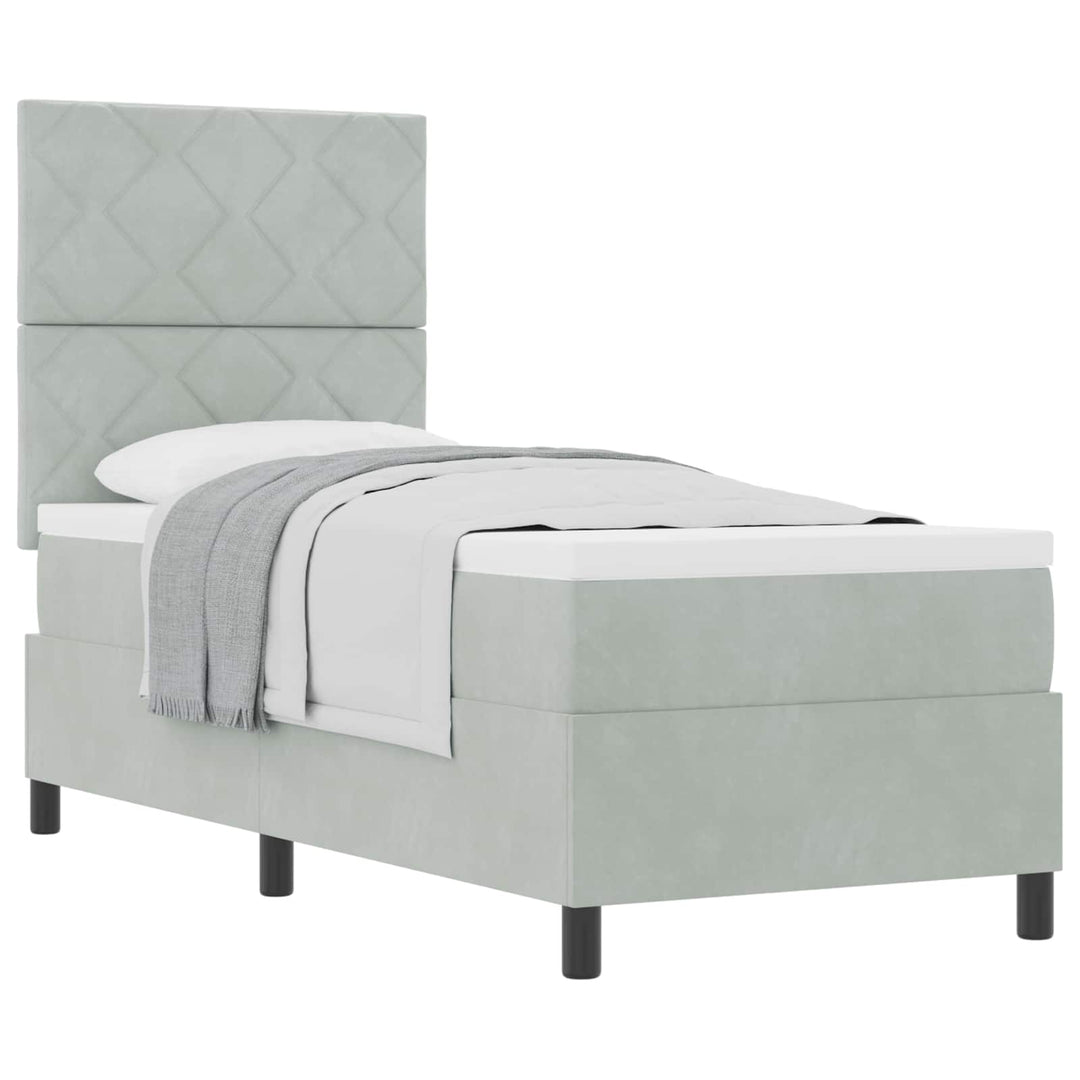 Box spring seng med hovedgærde Lysegrå 80 x 200 cm Fløjl