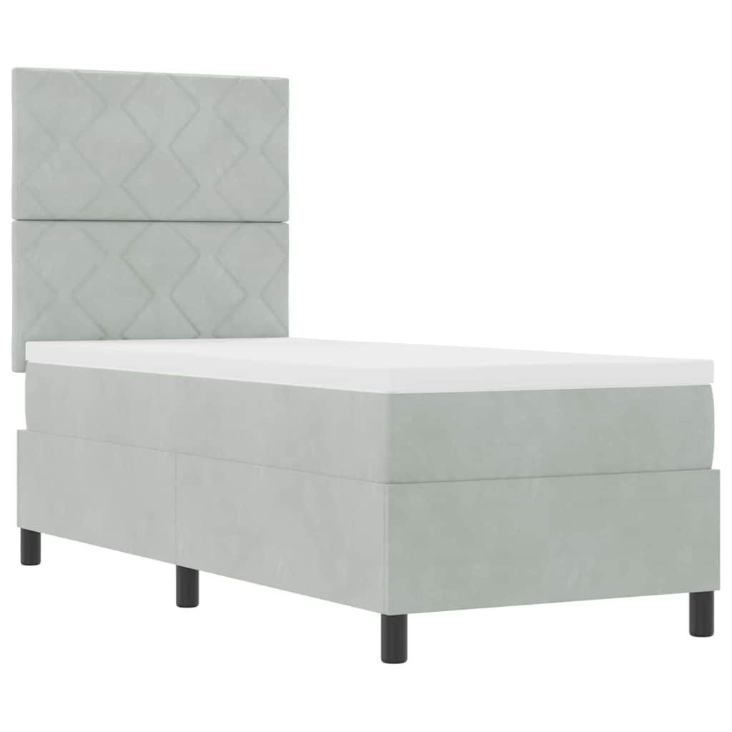 Box spring seng med hovedgærde Lysegrå 80 x 200 cm Fløjl