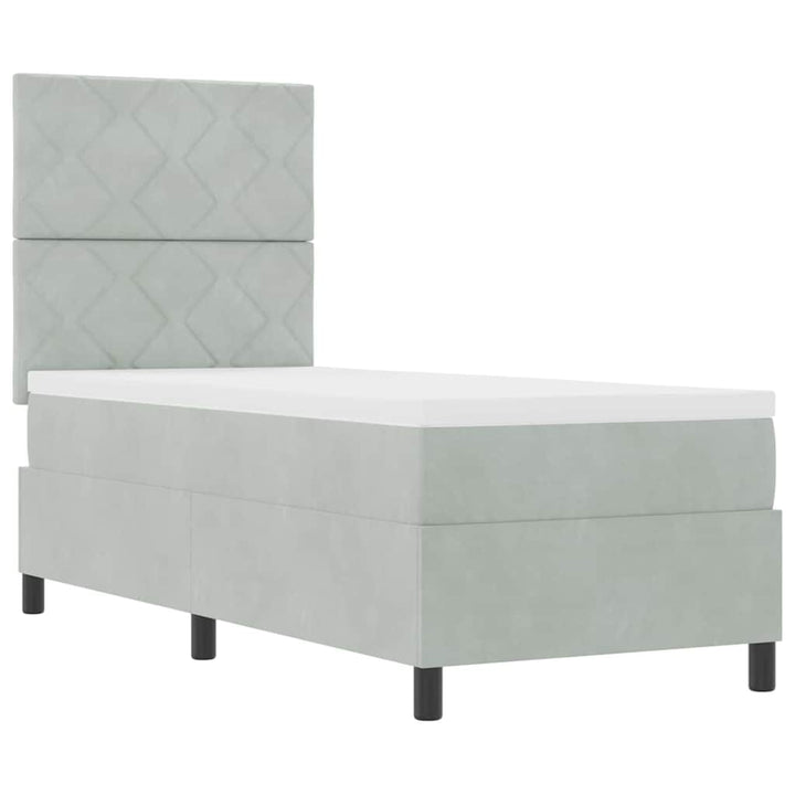 Box spring seng med hovedgærde Lysegrå 80 x 200 cm Fløjl