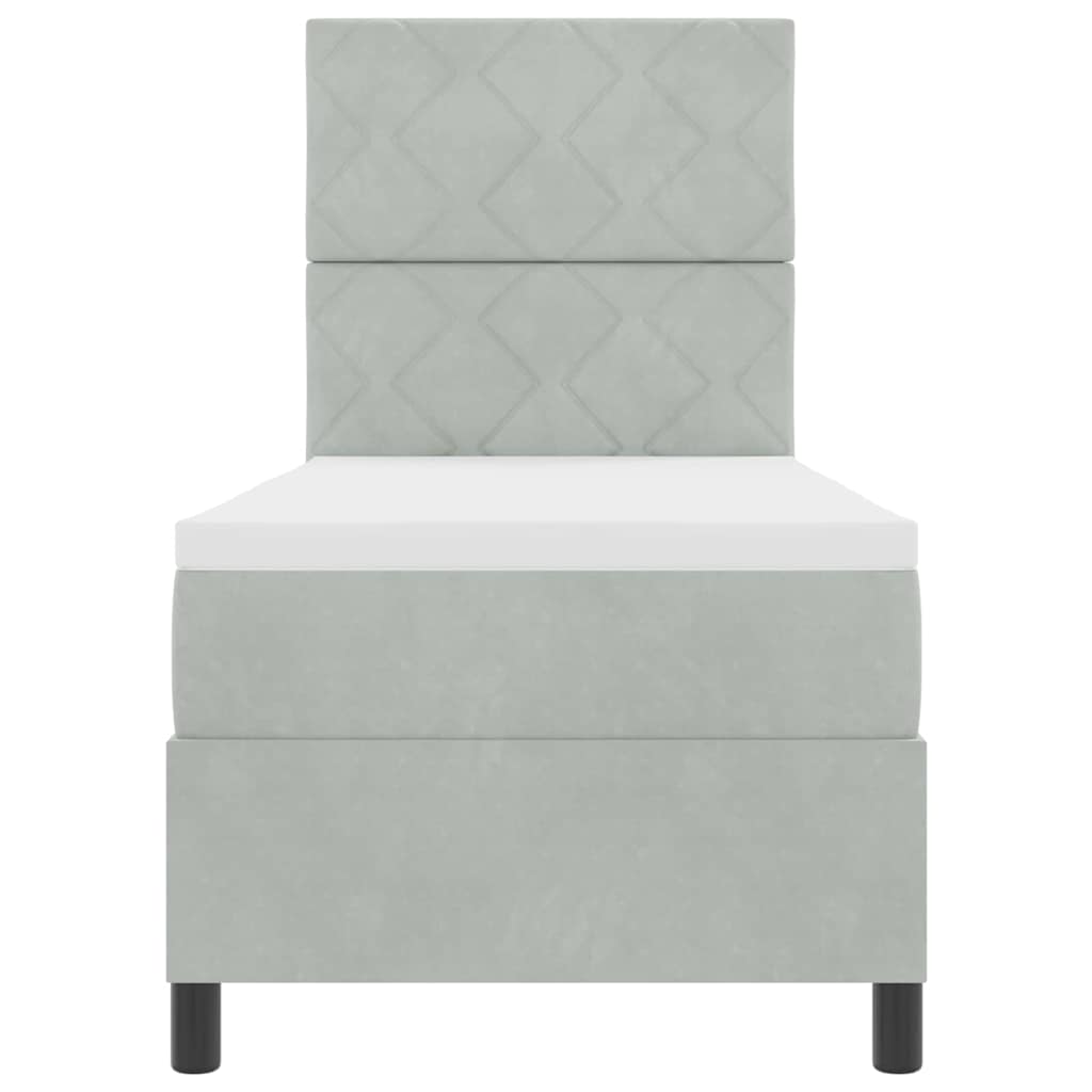 Box spring seng med hovedgærde Lysegrå 80 x 200 cm Fløjl