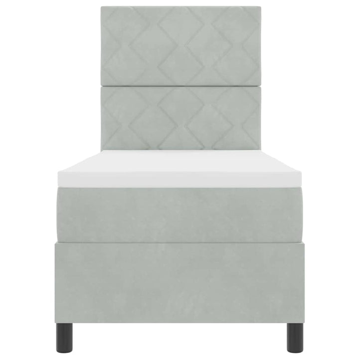 Box spring seng med hovedgærde Lysegrå 80 x 200 cm Fløjl