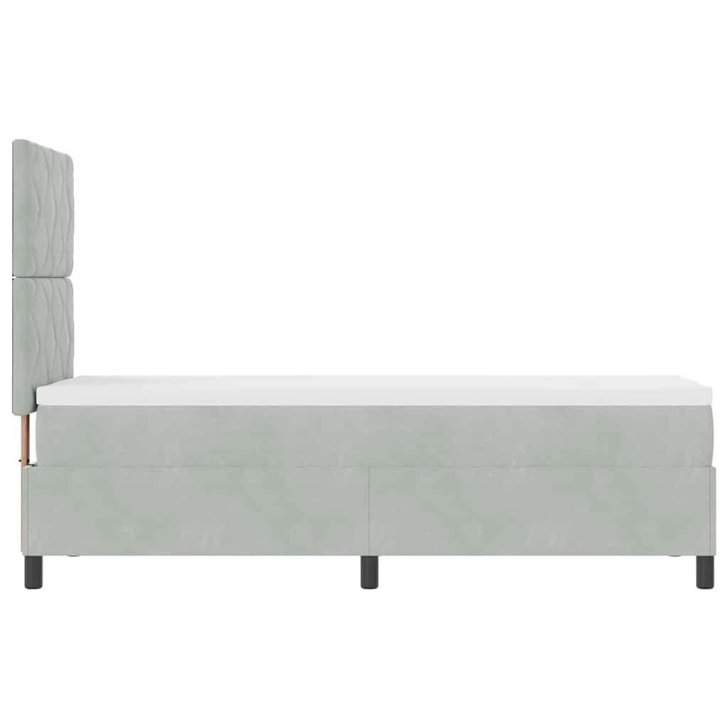 Box spring seng med hovedgærde Lysegrå 80 x 200 cm Fløjl