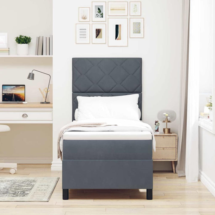 Box spring seng med hovedgærde Mørkegrå 80 x 200 cm Fløjl