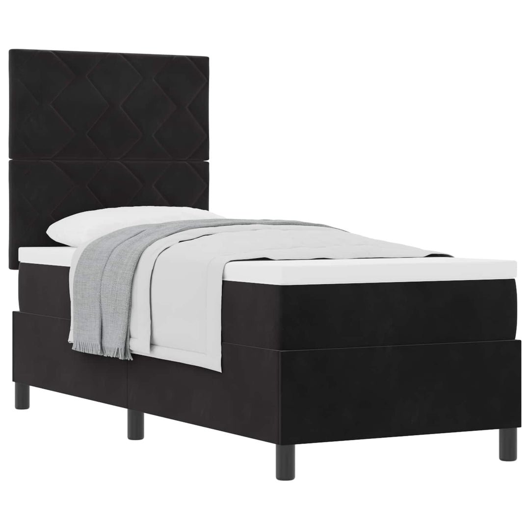 Box spring seng med hovedgærde Sort 80 x 200 cm Fløjl