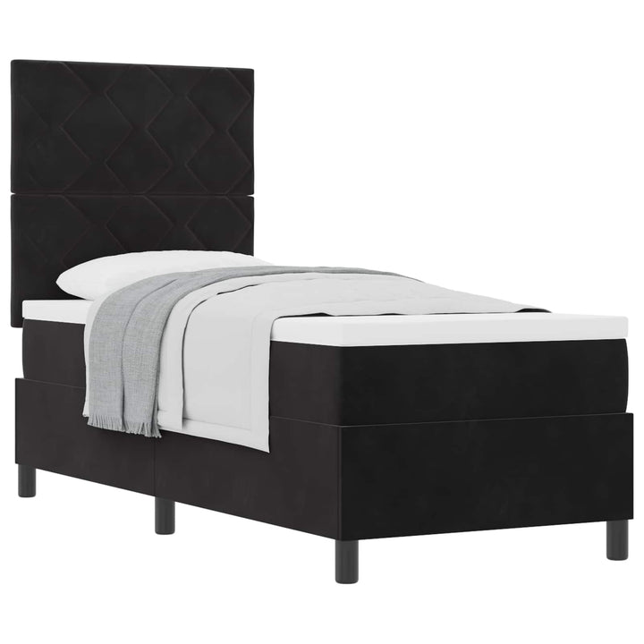 Box spring seng med hovedgærde Sort 80 x 200 cm Fløjl