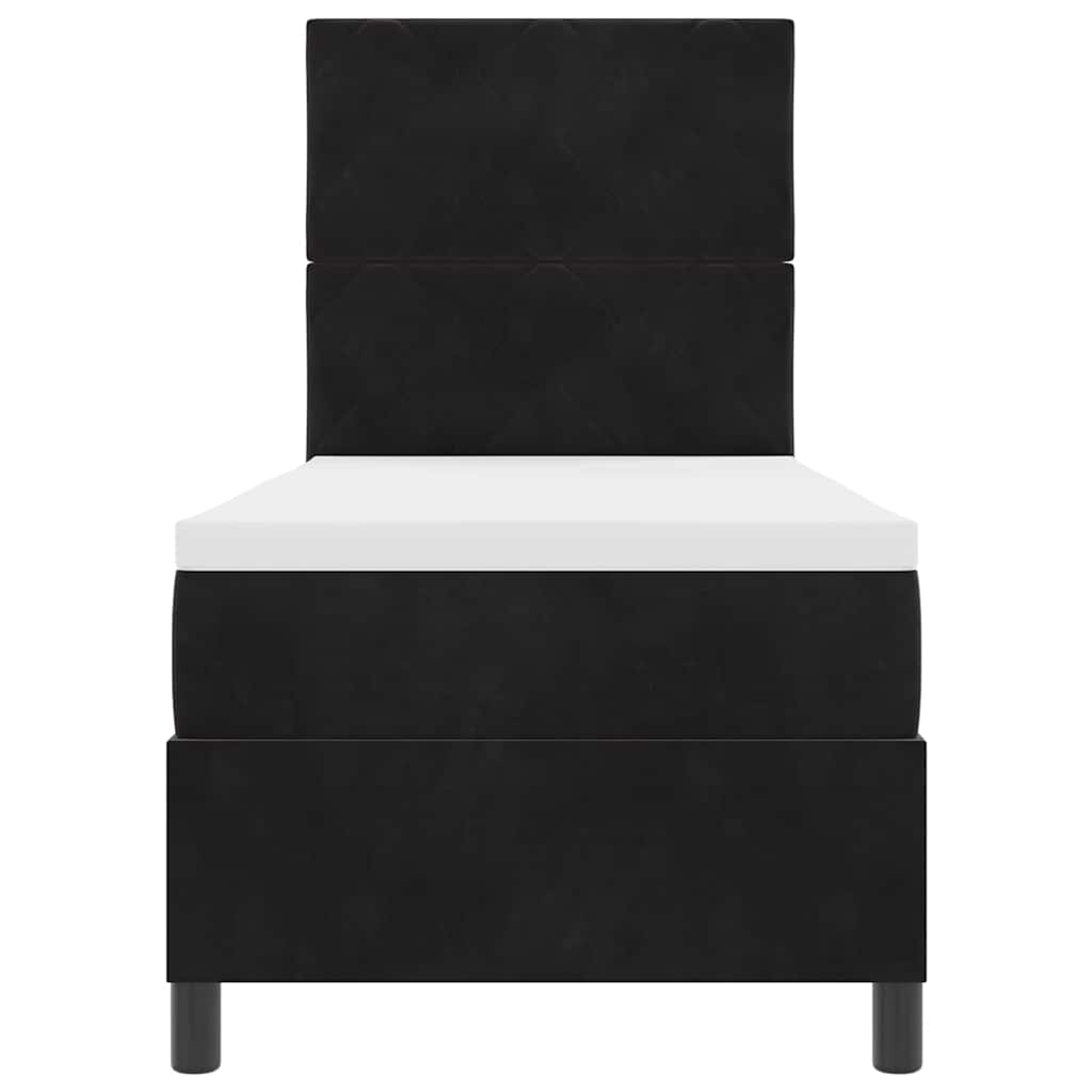Box spring seng med hovedgærde Sort 80 x 200 cm Fløjl