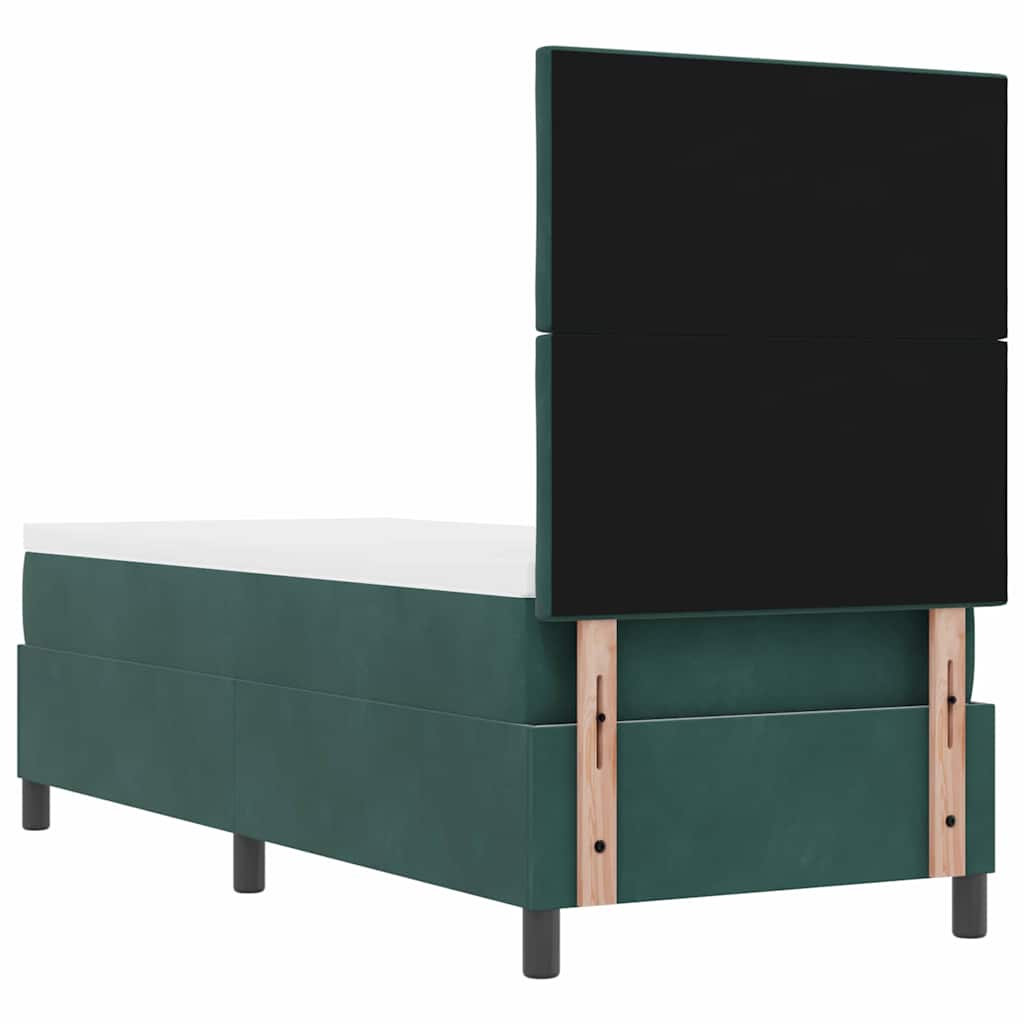 Box spring seng med hovedgærde Mørkegrøn 80 x 200 cm Fløjl