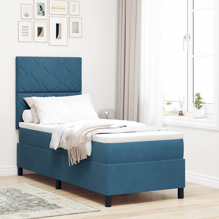 Box spring seng med hovedgærde Mørk blå 80 x 200 cm Fløjl