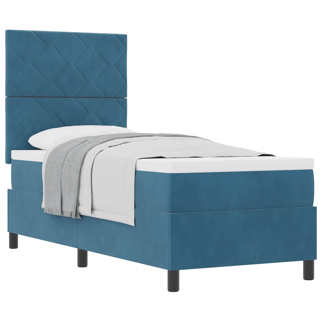 Box spring seng med hovedgærde Mørk blå 80 x 200 cm Fløjl