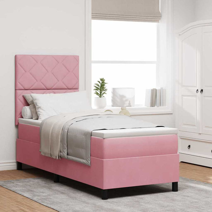 Box spring seng med madras Lyserød 80 x 200 cm Fløjl