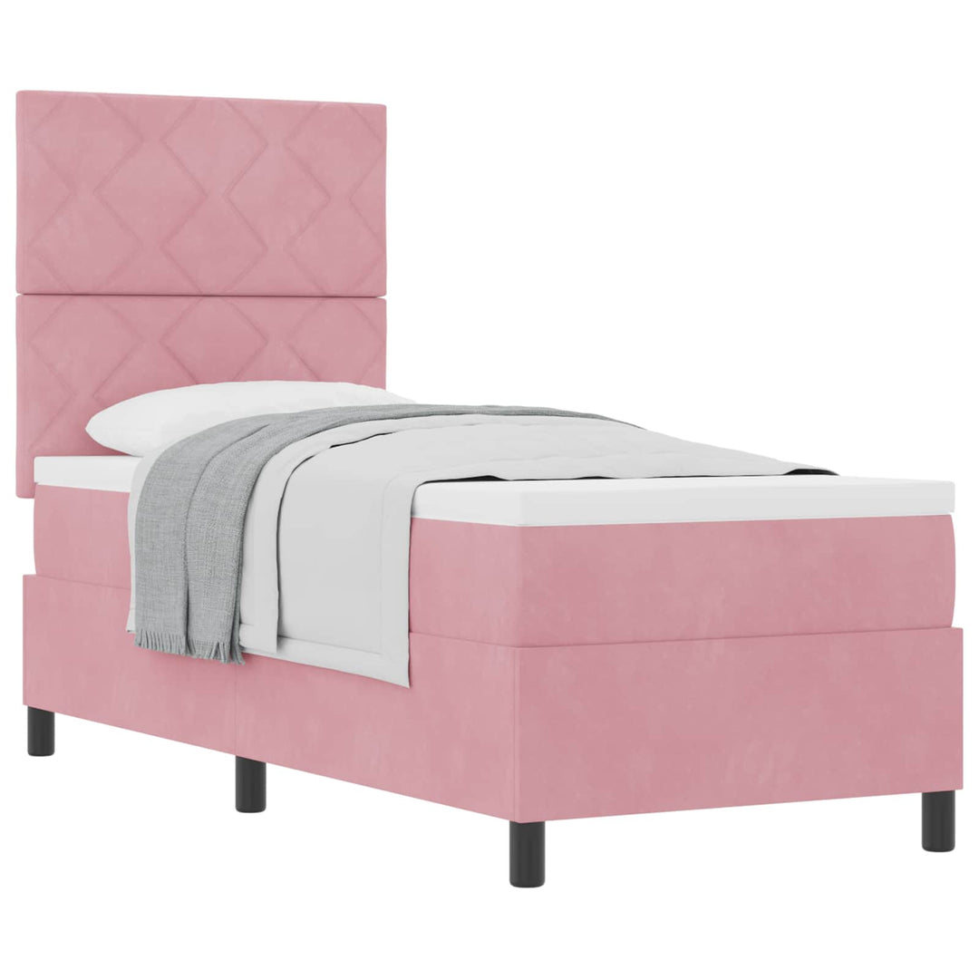 Box spring seng med madras Lyserød 80 x 200 cm Fløjl
