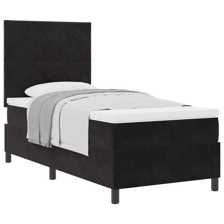 Box spring seng med hovedgærde Sort 90 x 190 cm Fløjl